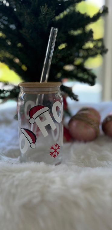 HO HO HO Beer Can Glass Cup